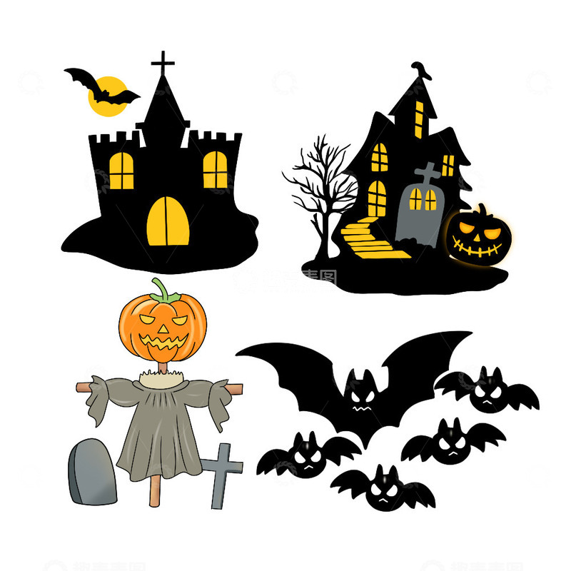 源文件下载【趣麦麦图】万圣节插画城堡