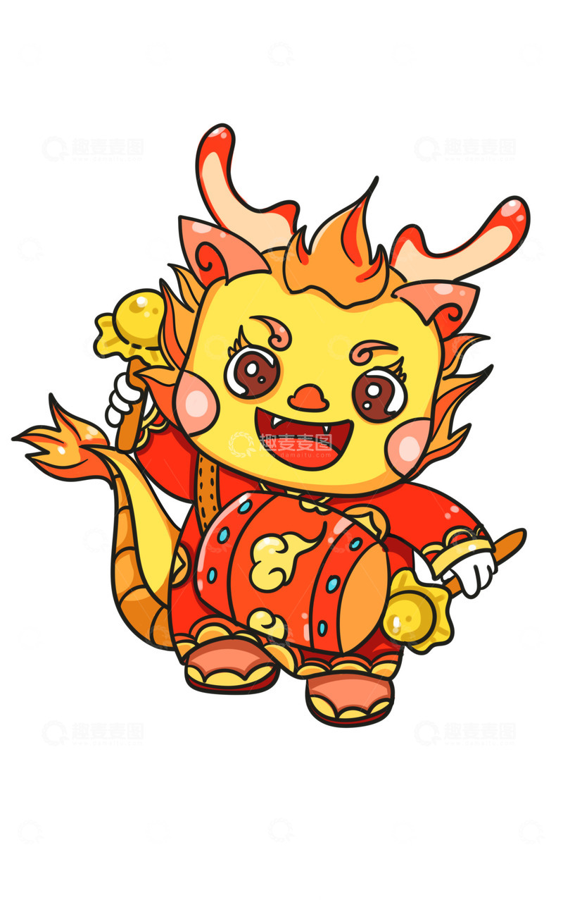 源文件下载【趣麦麦图】-红红火火过大年打鼓龙