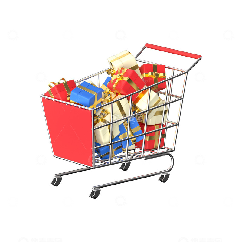 源文件下载【趣麦麦图】双十一元素购物车礼物盒购物