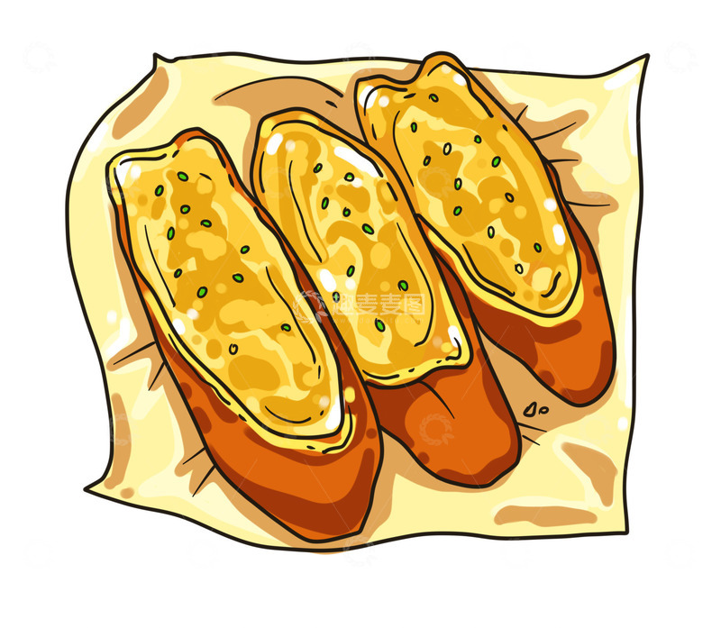 源文件下载【趣麦麦图】香喷喷的法棍三片