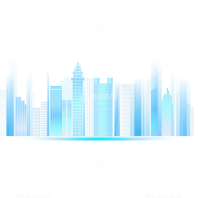 源文件下载【趣麦麦图】蓝色渐变科技城市装饰插画元素