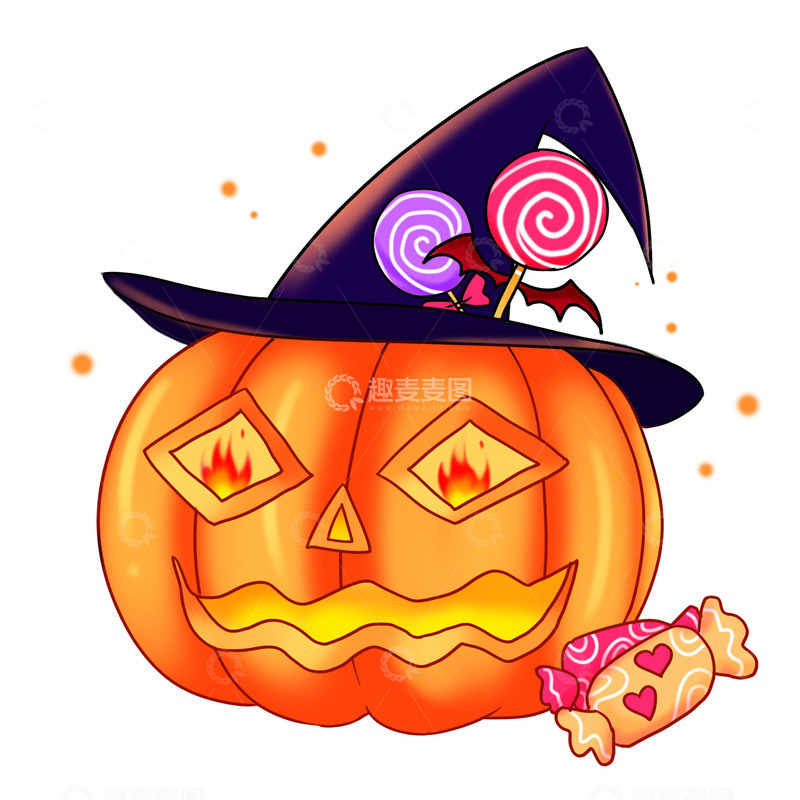 源文件下载【趣麦麦图】万圣节元素南瓜头糖果