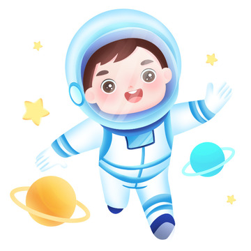卡通手绘可爱儿童宇航员