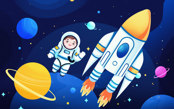 宇宙星空宇航员太空星空火箭科技背景