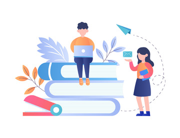 扁平简约看书学习的人