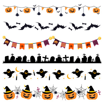 卡通可爱万圣节活动装饰分割线元素
