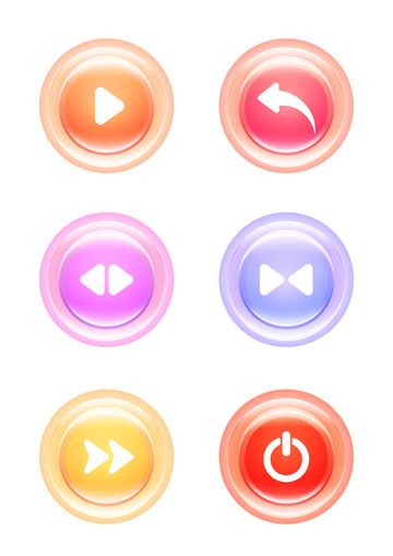 彩色UI按钮箭头开关矢量元素