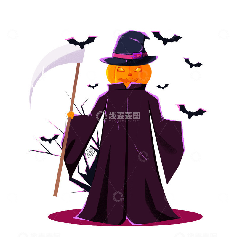 源文件下载【趣麦麦图】简约万圣节南瓜幽灵