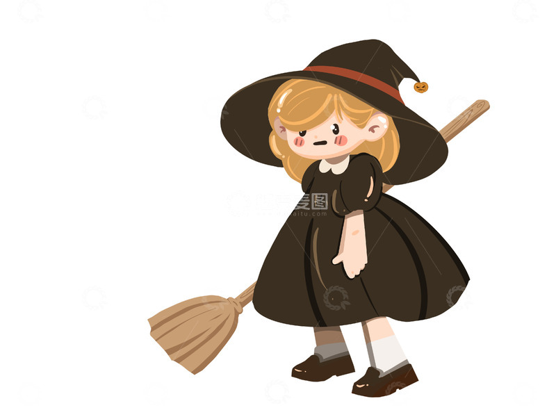 源文件下载【趣麦麦图】可爱的扫帚女巫