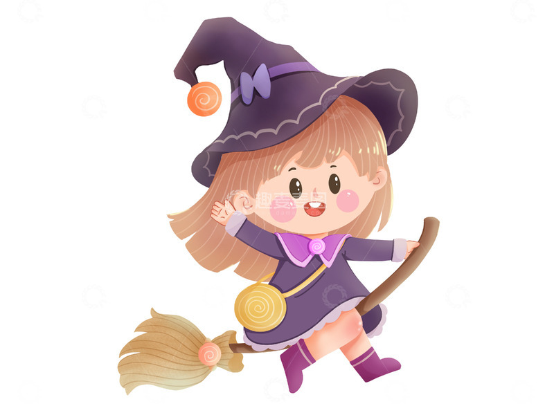 源文件下载【趣麦麦图】紫色衣服的小女巫
