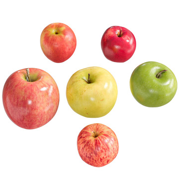 写实各种颜色苹果