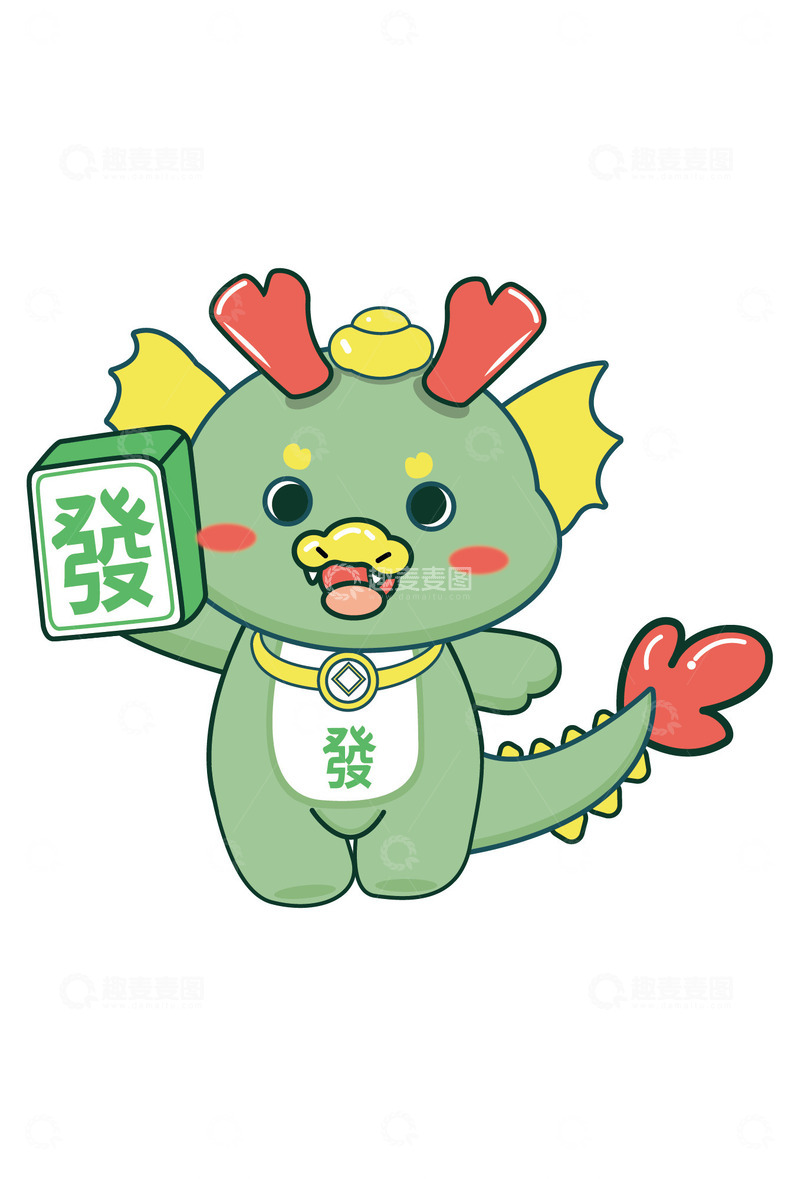 龙年手举牌龙年大吉大利恭喜发财麻将手举牌