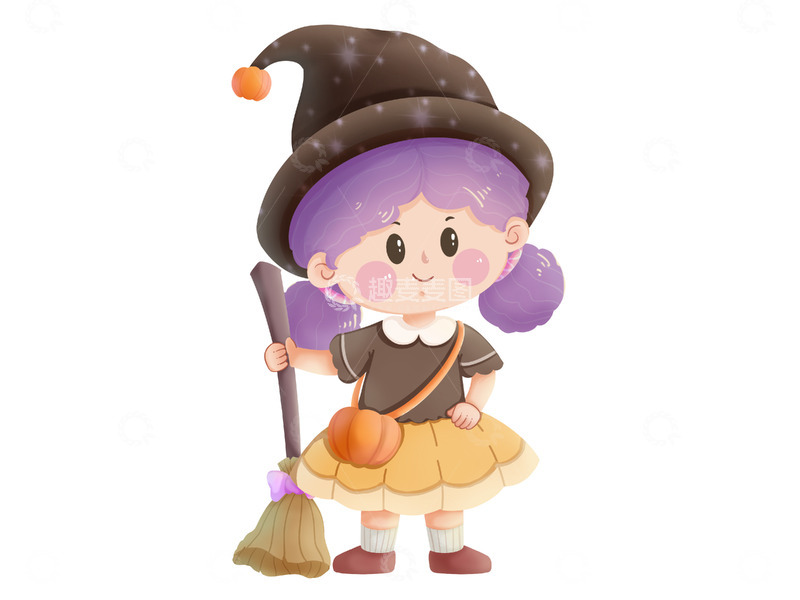 源文件下载【趣麦麦图】紫色头发的小女巫