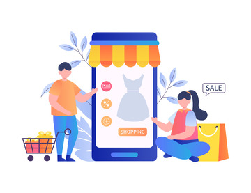 扁平简约线上购物