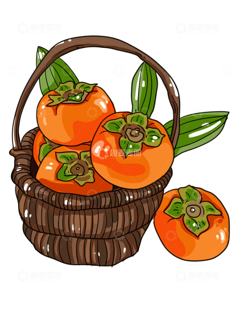 源文件下载【趣麦麦图】立冬美味水果柿子