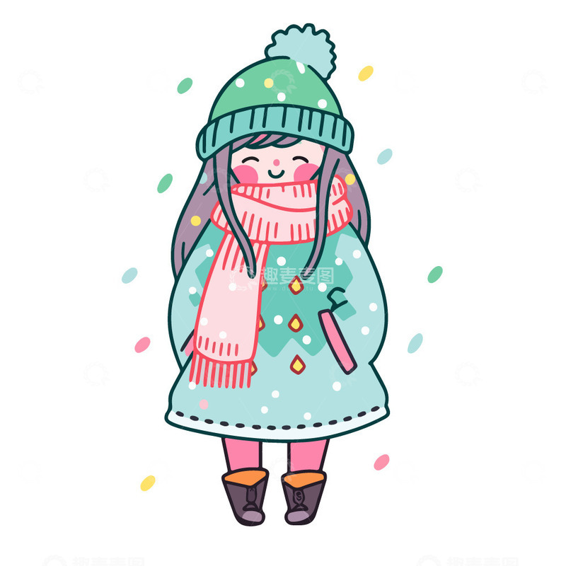 源文件下载【趣麦麦图】立冬冬季女孩子