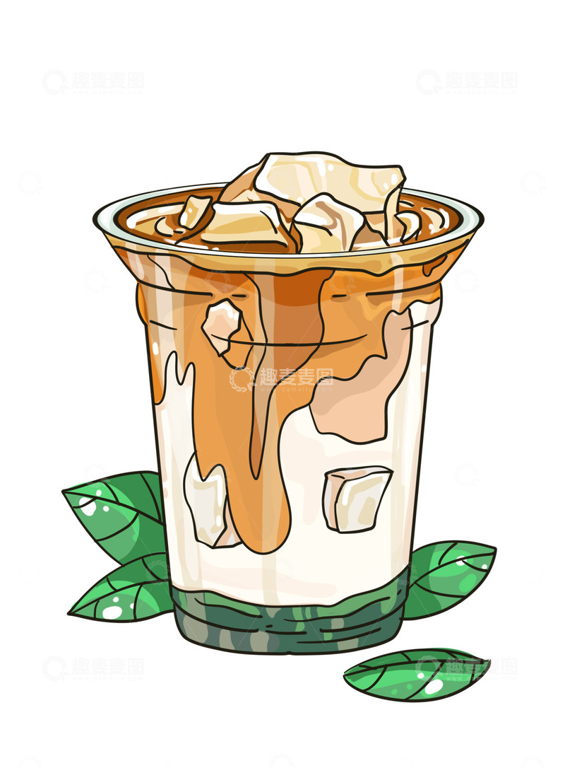 源文件下载【趣麦麦图】抹茶咖啡拿铁饮品