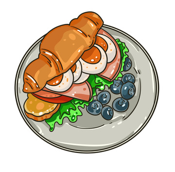 可颂鸡蛋面包早餐