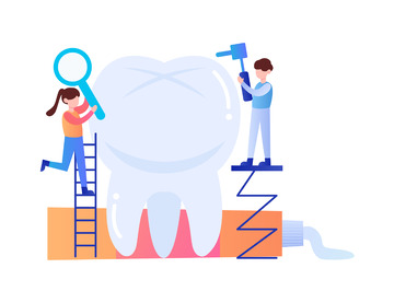 扁平简约爱护清洁牙齿