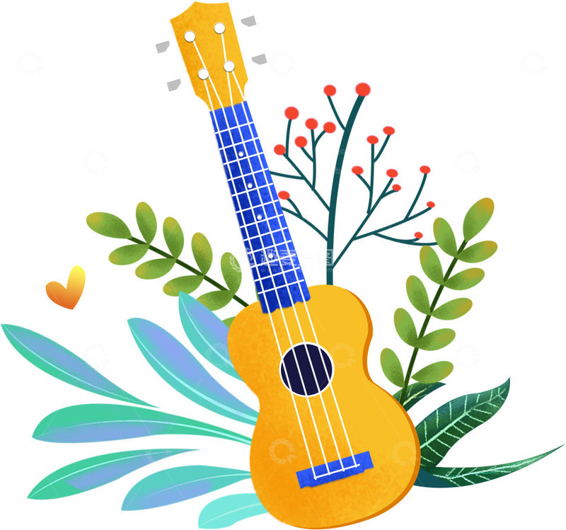 源文件下载【趣麦麦图】绿植冬青果尤克里里