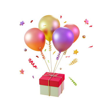 3D立体漂浮的气球礼物礼盒节日促销元素