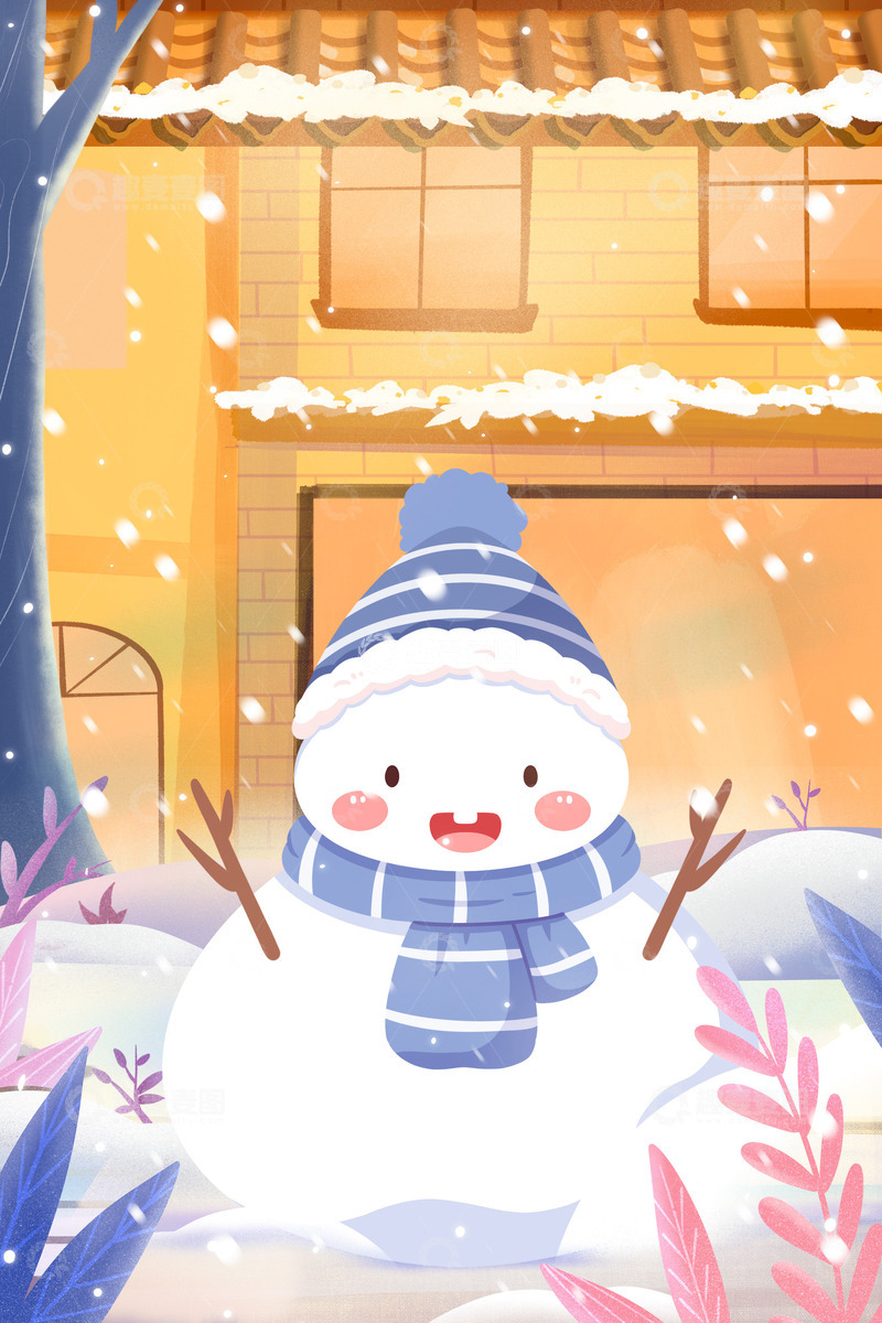 源文件下载【趣麦麦图】立冬节气插画海报