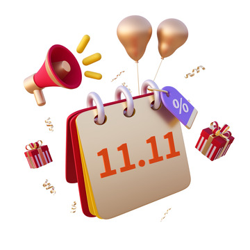 电商节日活动双十一便签喇叭3D促销元素