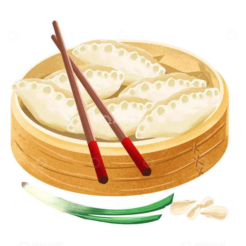 源文件下载【趣麦麦图】水饺立冬插画元素