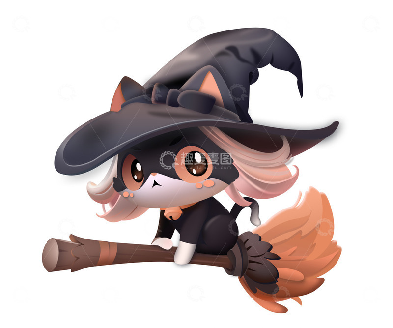 源文件下载【趣麦麦图】万圣节女巫的猫