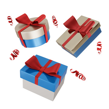 3D立体蝴蝶结礼盒包装盒模型