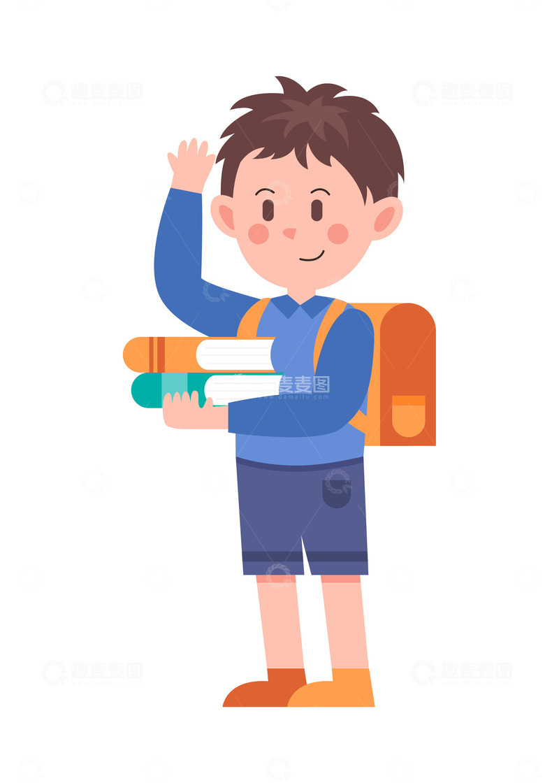 源文件下载【趣麦麦图】-卡通简约抱着书本的小学生