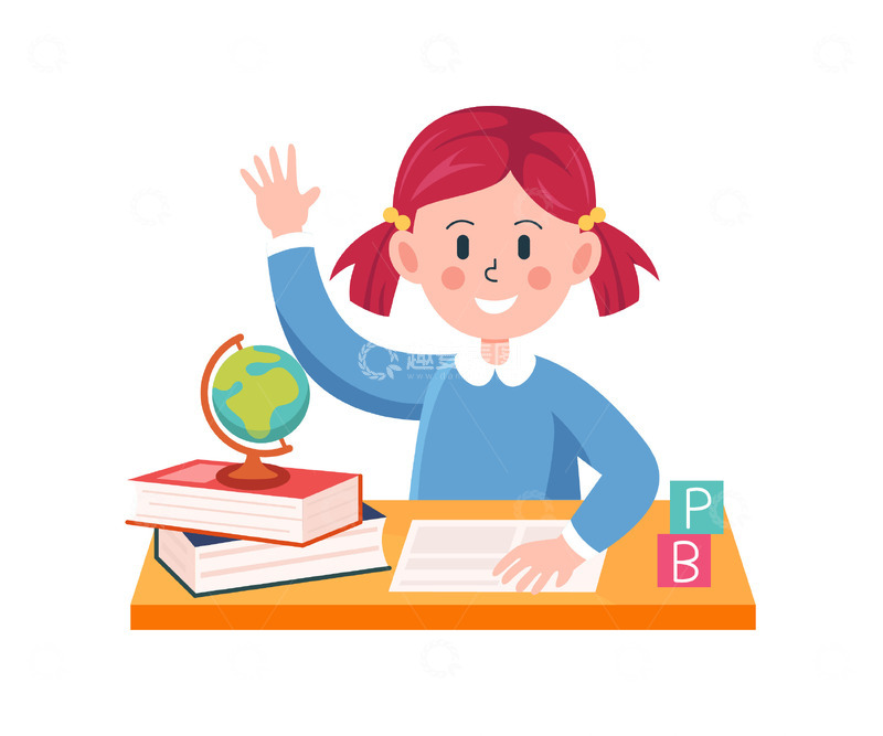 源文件下载【趣麦麦图】卡通简约坐在课桌前的学生