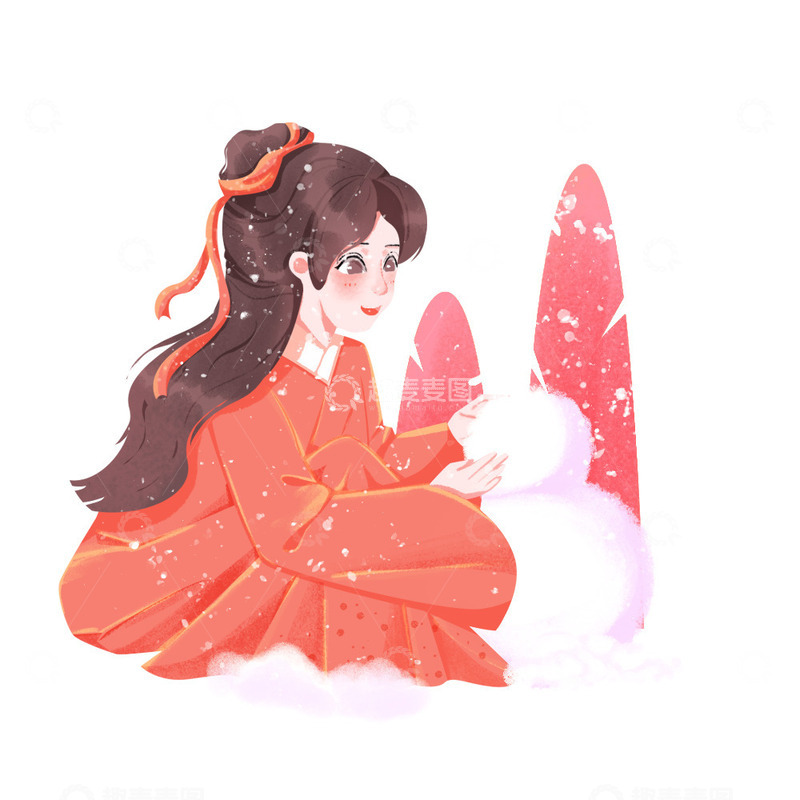 源文件下载【趣麦麦图】简约冬季堆雪人