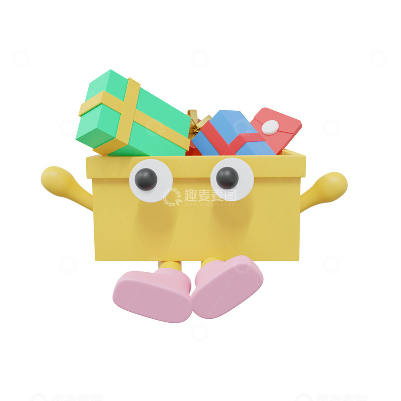 源文件下载【趣麦麦图】3D潮流电商装饰礼物盒