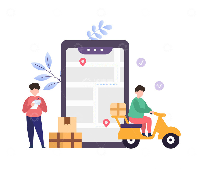 源文件下载【趣麦麦图】扁平简约货物运送