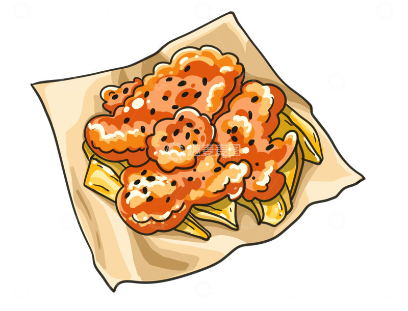 源文件下载【趣麦麦图】美味炸鸡薯条