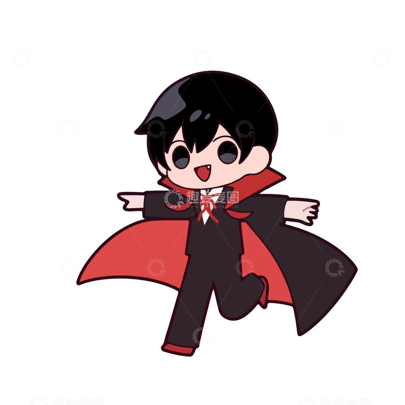 源文件下载【趣麦麦图】万圣节装扮成吸血鬼的小男孩