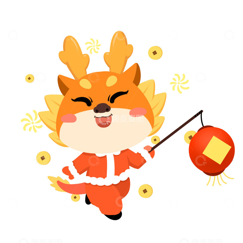 源文件下载【趣麦麦图】龙年小龙红灯笼