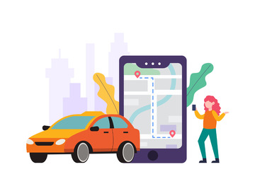 扁平简约线上打车