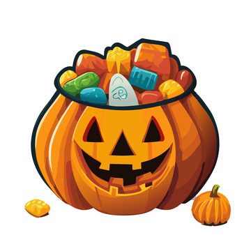 一个装满糖果的南瓜灯