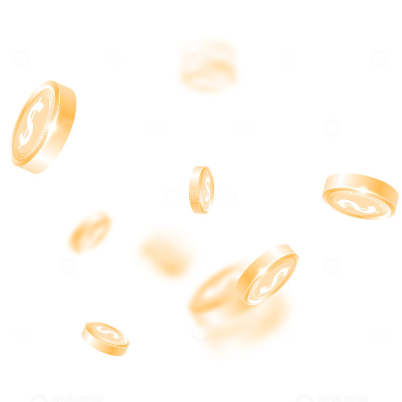 源文件下载【趣麦麦图】金色发光金币装饰矢量漂浮元素