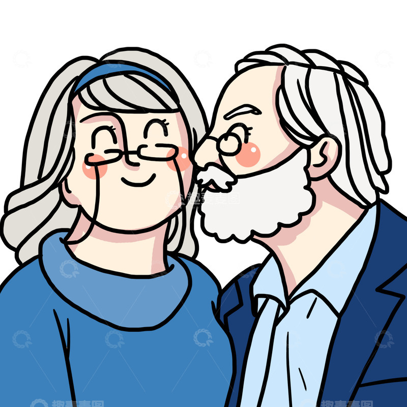 源文件下载【趣麦麦图】重阳节爷爷奶奶头像插画