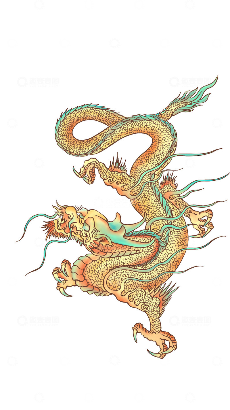 源文件下载【趣麦麦图】暖色龙年龙元素