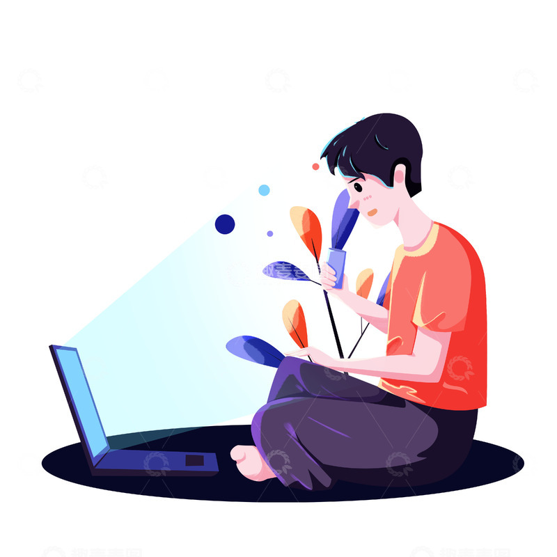 源文件下载【趣麦麦图】简约夜晚办公