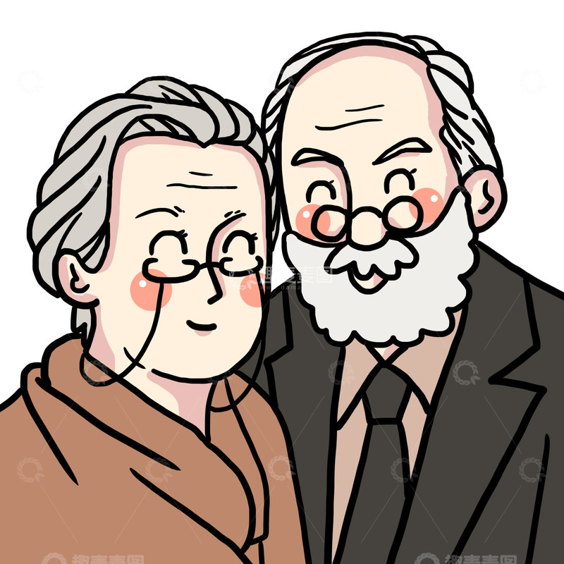 源文件下载【趣麦麦图】手绘重阳节爷爷奶奶头像