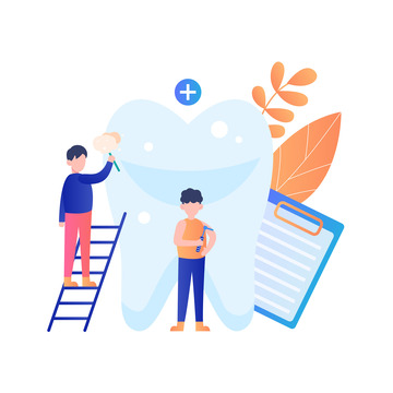 扁平人物爱牙日