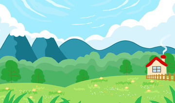 天空  草原  树林  房子  房屋