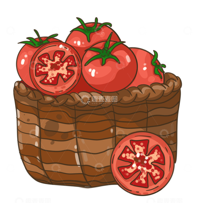 源文件下载【趣麦麦图】一篮子西红柿