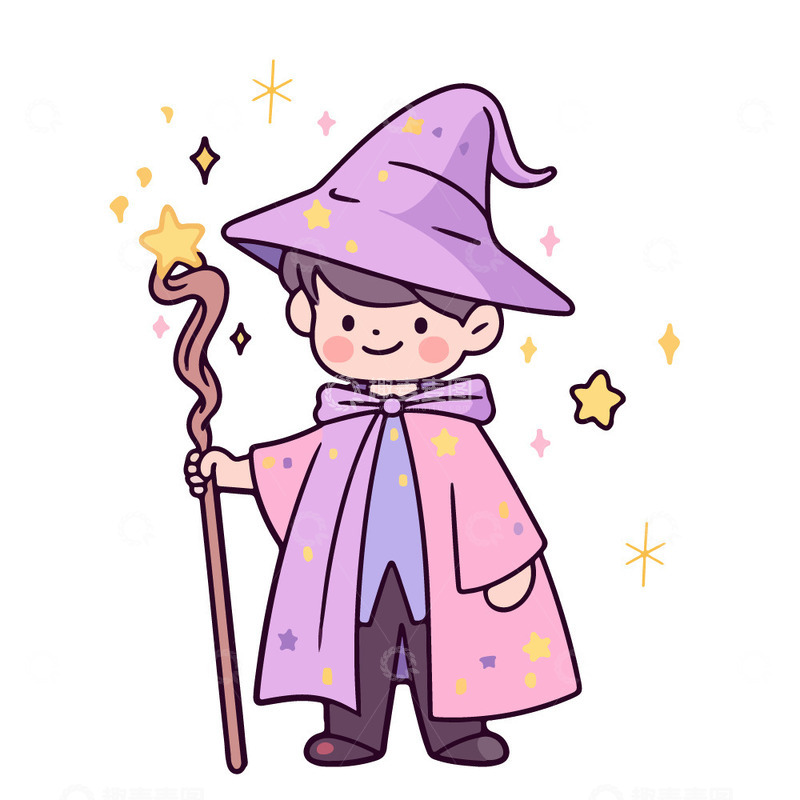 源文件下载【趣麦麦图】小男孩装扮成男巫师男法师