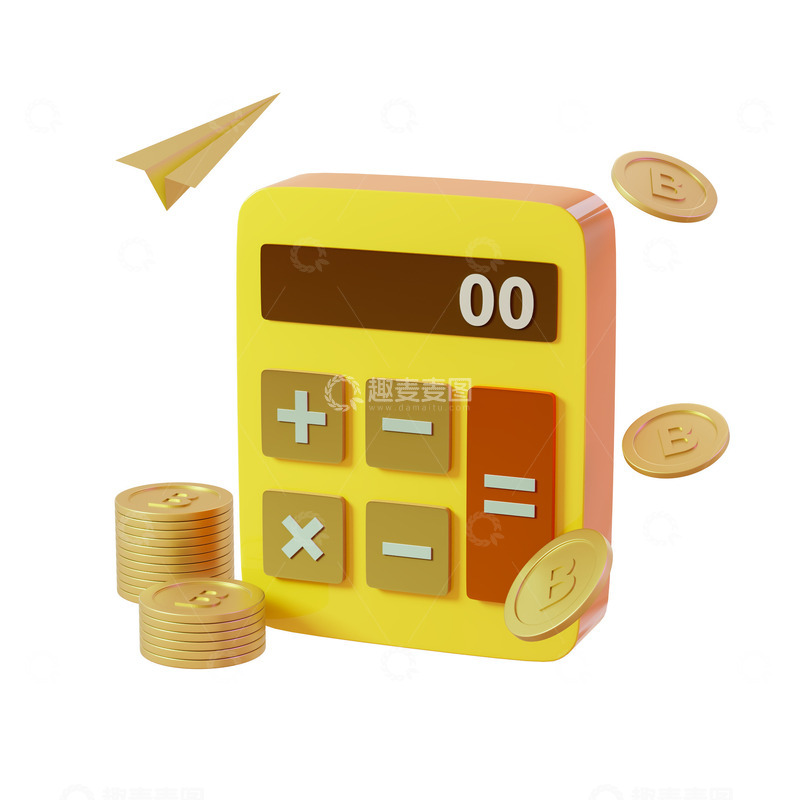 3D立体卡通金融理财计算器模型